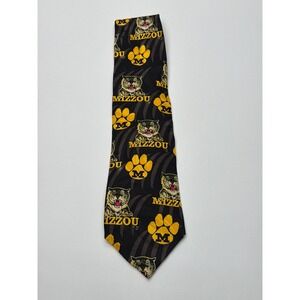 Mizzou Tigers University of Missouri Mens Silk Necktie Black Gold Merge Left USA